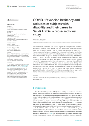 沙特阿拉伯残疾人及其护理人员对 COVID-19 疫苗的犹豫和态度：一项横断面研究